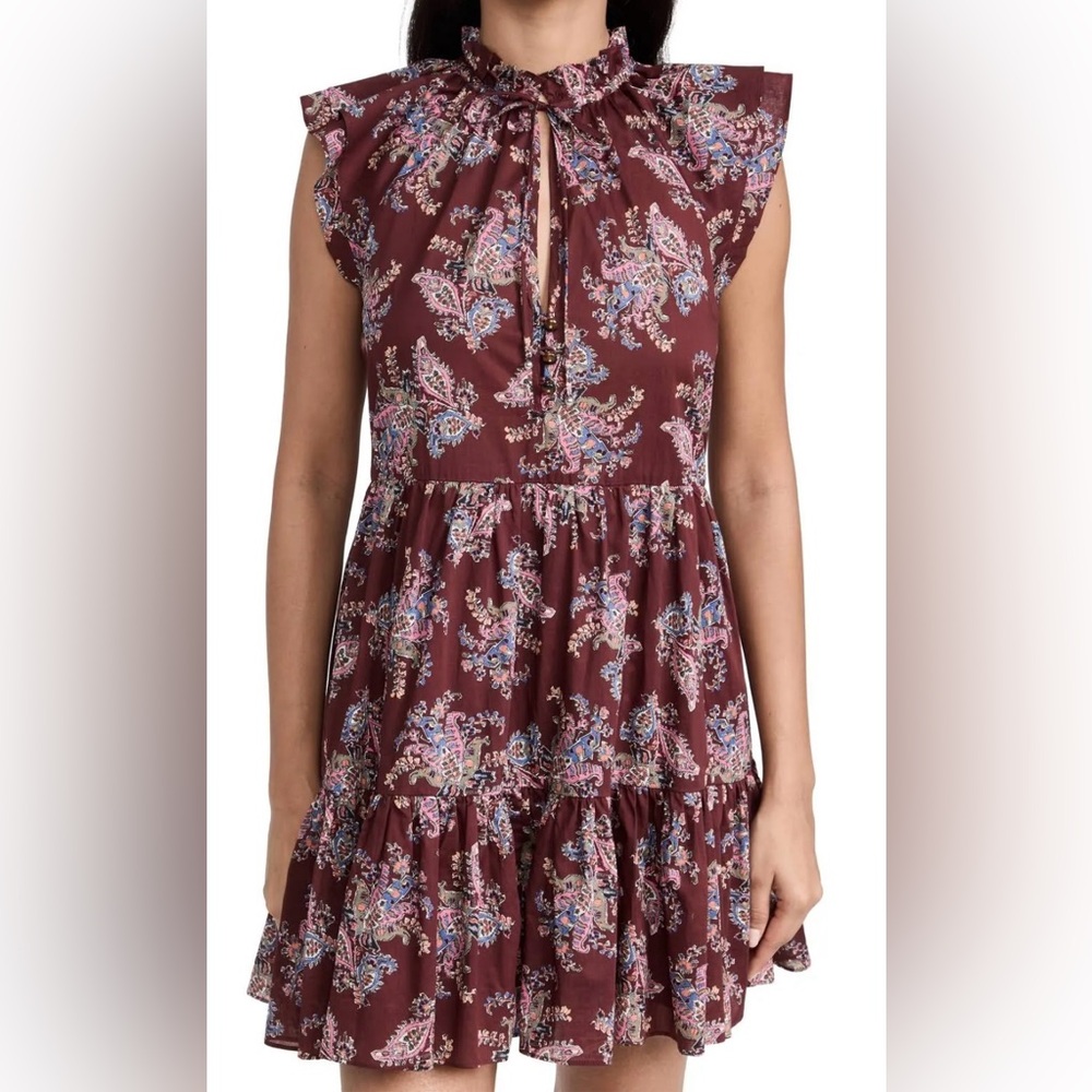 Veronica Beard Floral Mini Dress - Burgundy and Pink